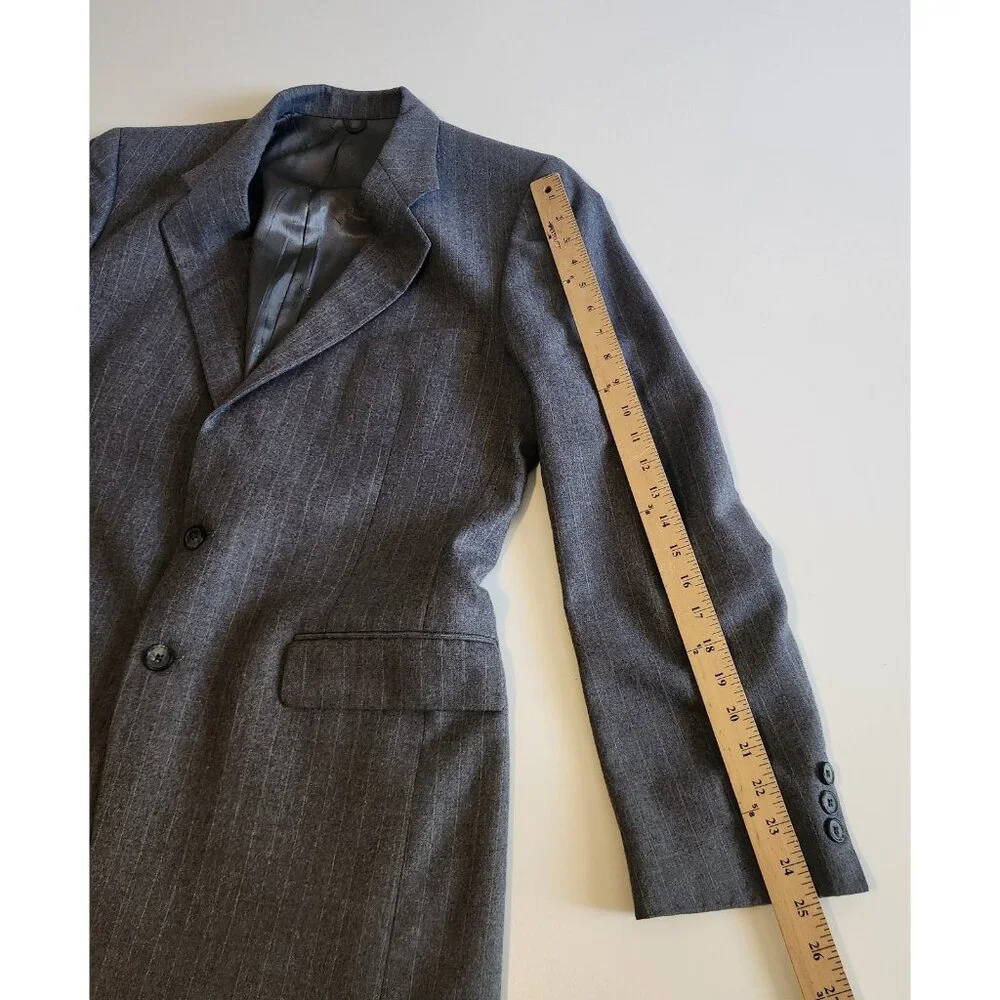 Givenchy Gentleman for Chequers Vintage‎ Blazer Suit Jacket Gray Pinstriped 42R